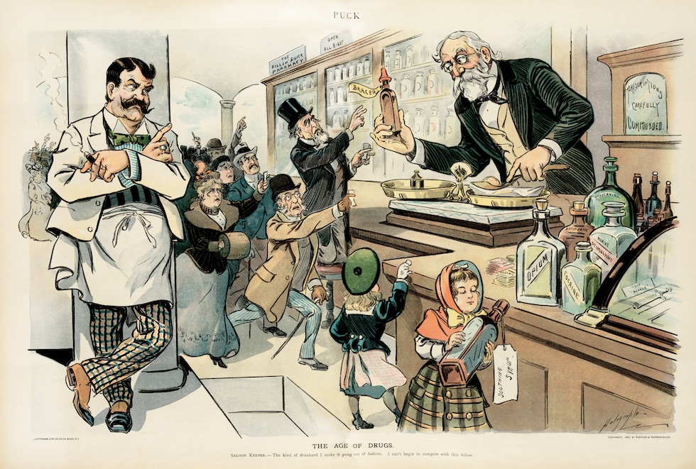 Un farmacista vende alcol, oppio, cocaina, arsenico e altri medicinali 