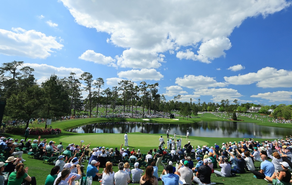 La quinta buca dell'Augusta National Golf Club vista dall'alto, 9 aprile 2025 (David Cannon/Getty Images)