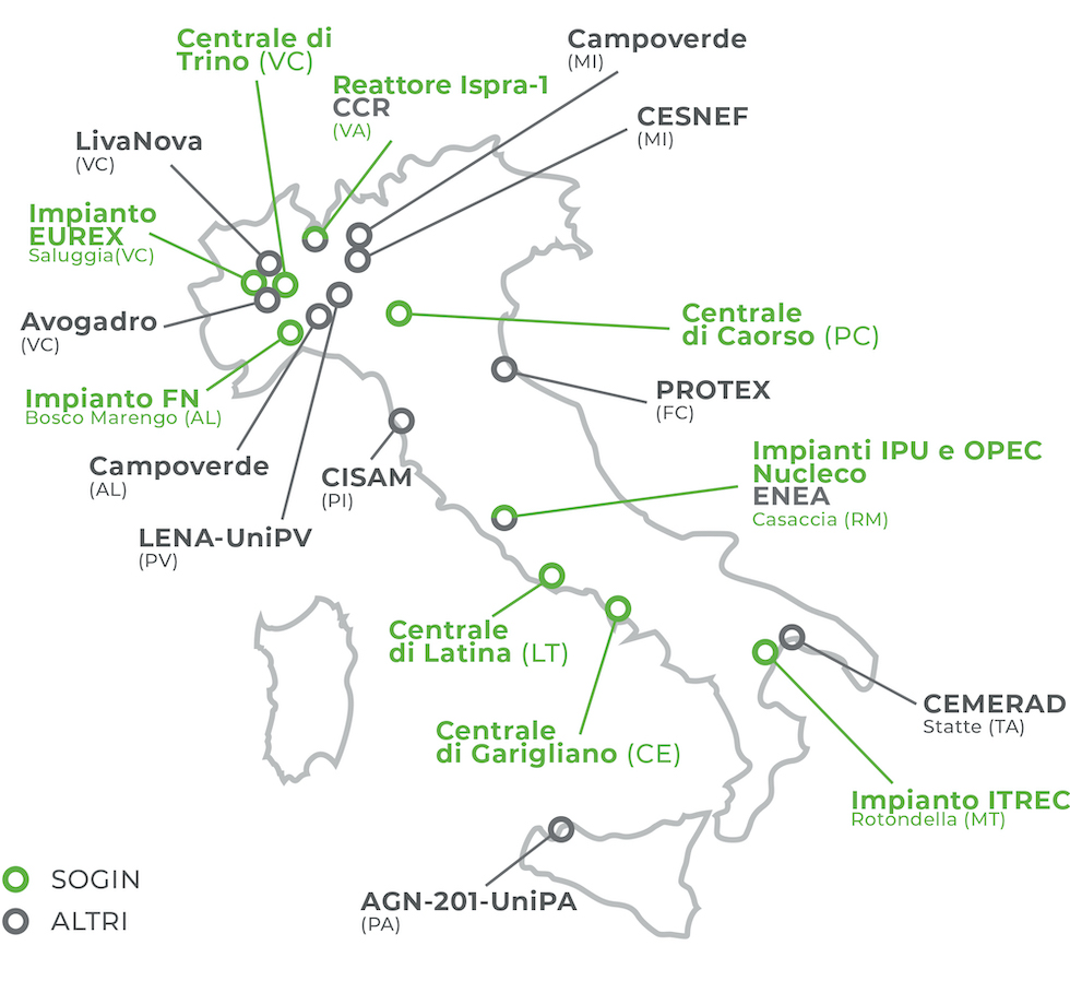 La mappa dei depositi temporanei di rifiuti radioattivi