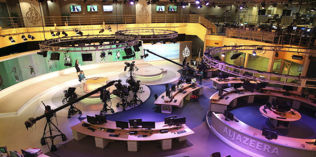 Gli studi di Al Jazeera a Doha, Qatar (AP Photo/Osama Faisal, File)