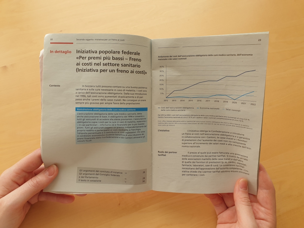 Le pagine di un opuscolo per un referendum del 2024 (Il Post)