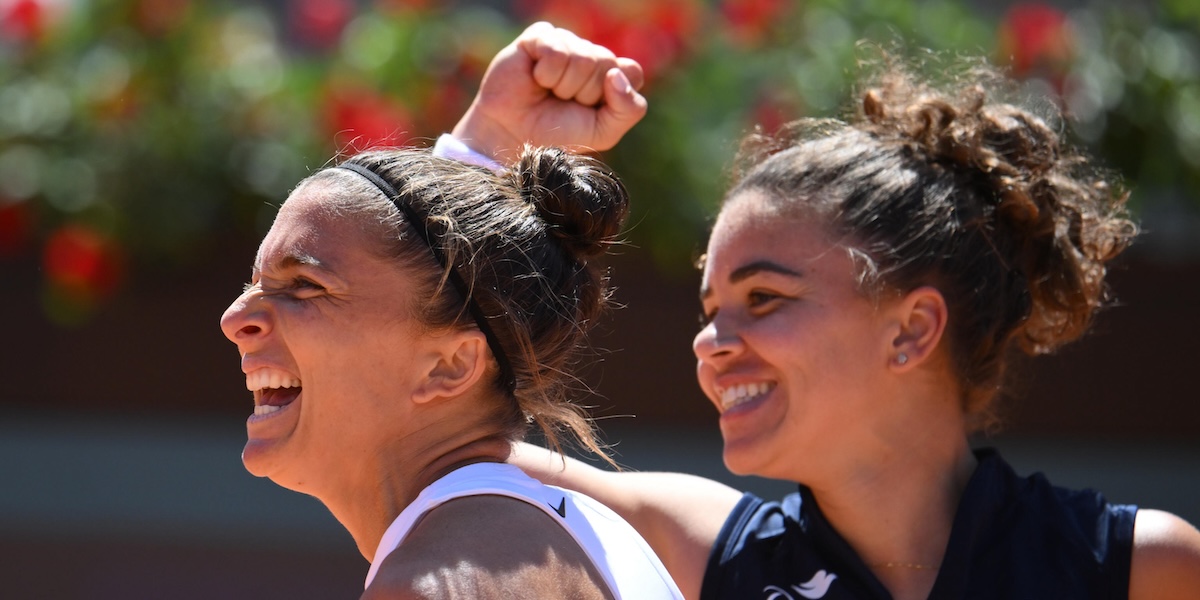Jasmine Paolini, a destra, e Sara Errani, a sinistra (ANSA/ALESSANDRO DI MEO)
