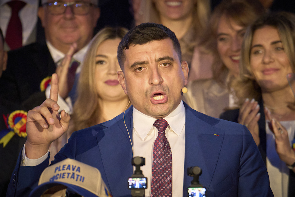 George Simion a Bucarest il 18 maggio 2025 