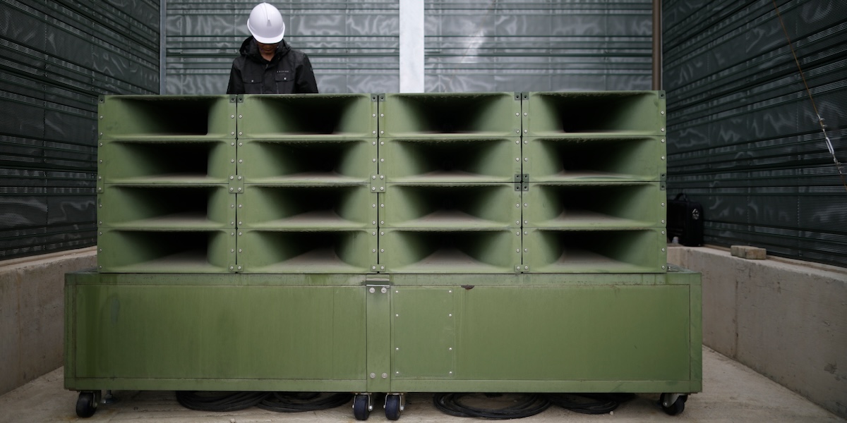 Un altoparlante utilizzato per la propaganda, in Corea del Sud (Kim Hong-Ji/Pool Photo via AP)