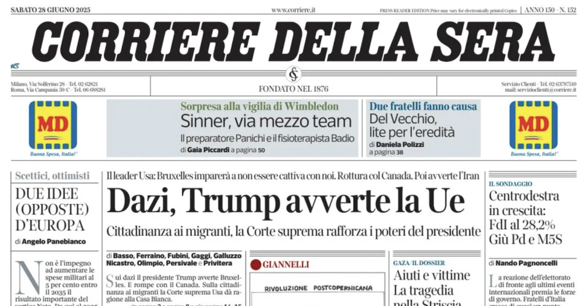 Le prime pagine di oggi