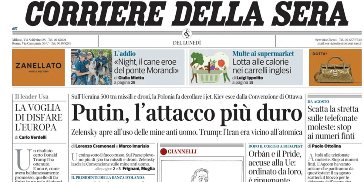 Le prime pagine di oggi