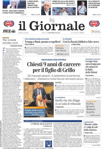 Prima pagina Il Giornale