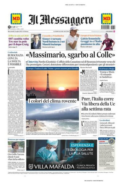 Prima pagina Il Messaggero