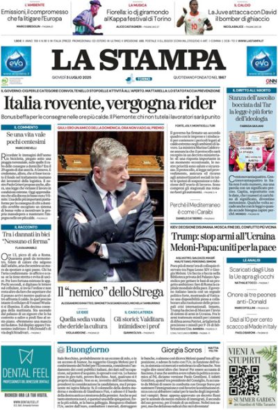 Prima pagina La Stampa