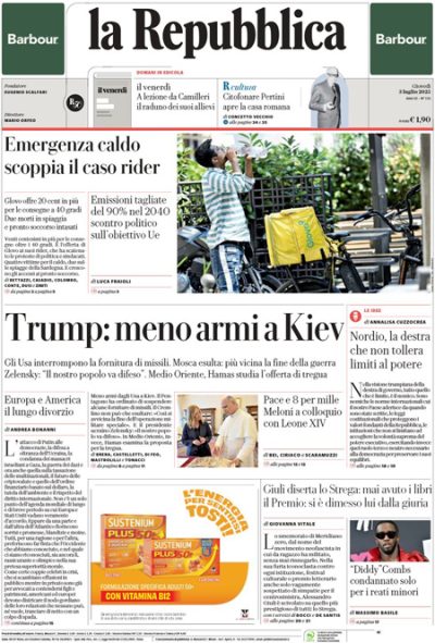 Prima pagina La Repubblica