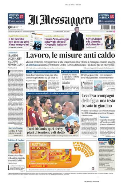 Prima pagina Il Messaggero