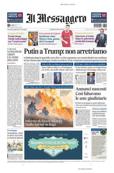 Prima pagina Il Messaggero