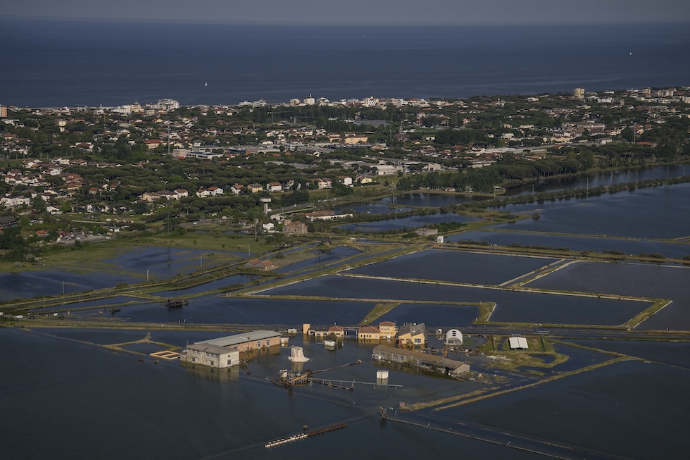 Le saline di Cervia allagate nel maggio del 2023