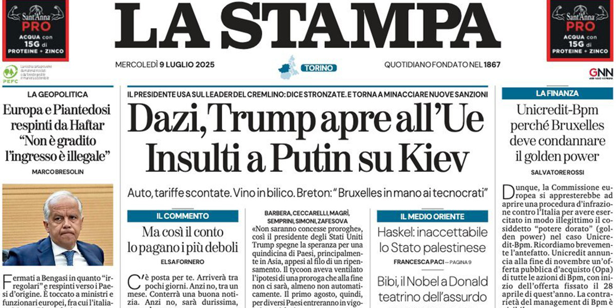 Le prime pagine di oggi