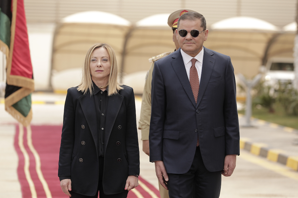 Abdulhamid Dbeibah e Giorgia Meloni a Tripoli nel maggio 2024