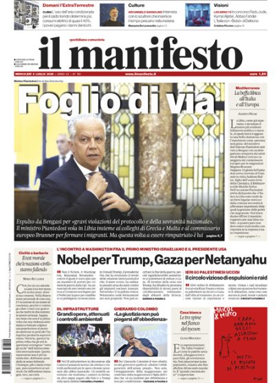 Prima pagina Il Manifesto