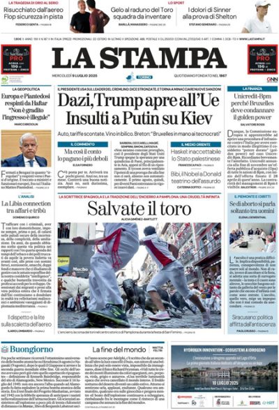 Prima pagina La Stampa