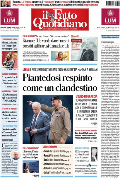 Prima pagina Il Fatto Quotidiano