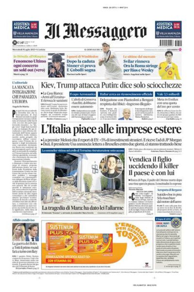 Prima pagina Il Messaggero