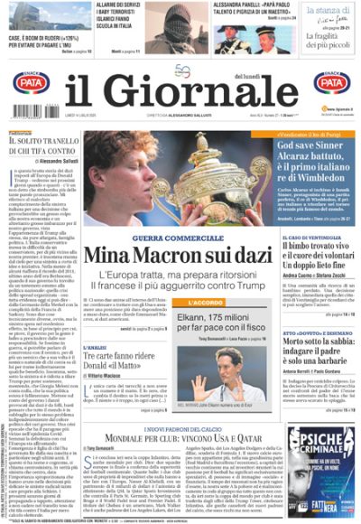 Prima pagina Il Giornale