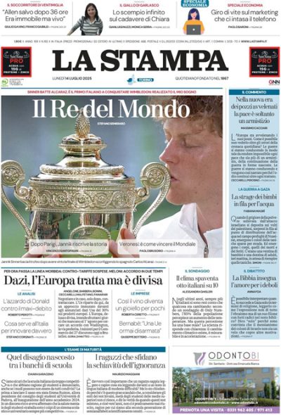 Prima pagina La Stampa