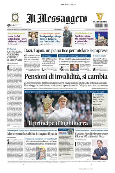 Prima pagina Il Messaggero