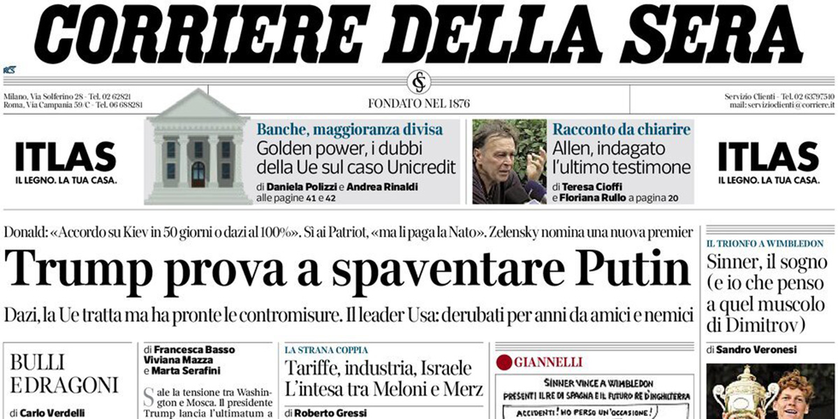 Le prime pagine di oggi