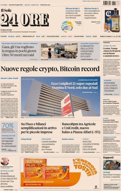 Prima pagina Il Sole 24 ore