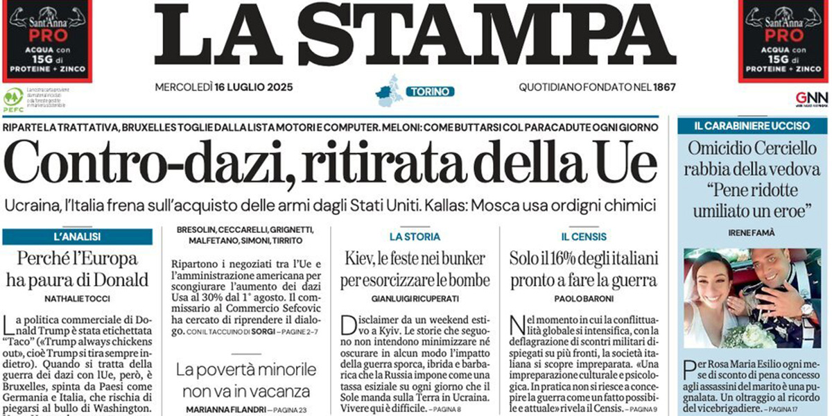 Le prime pagine di oggi