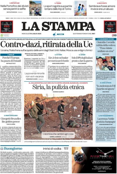 Prima pagina La Stampa