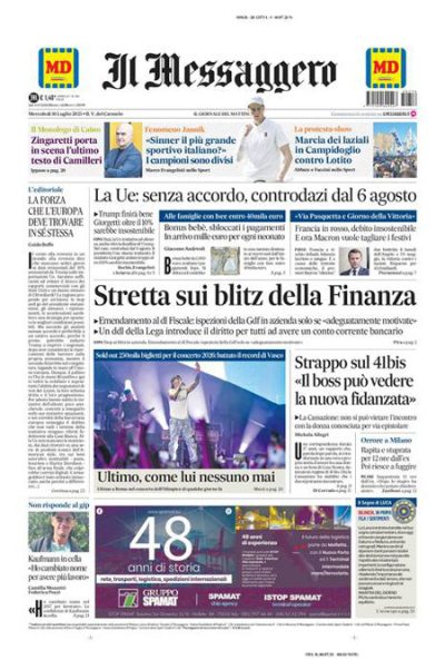 Prima pagina Il Messaggero