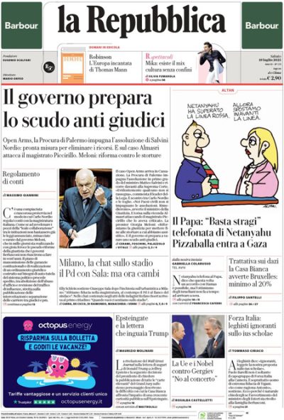 Prima pagina La Repubblica
