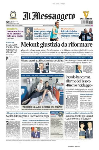Prima pagina Il Messaggero
