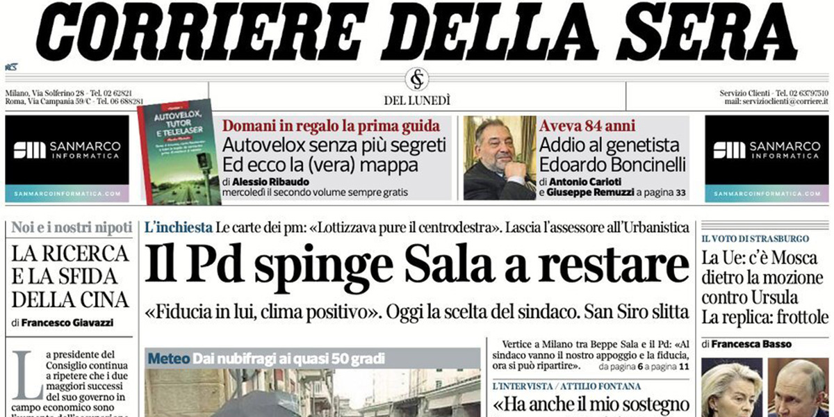Le prime pagine di oggi