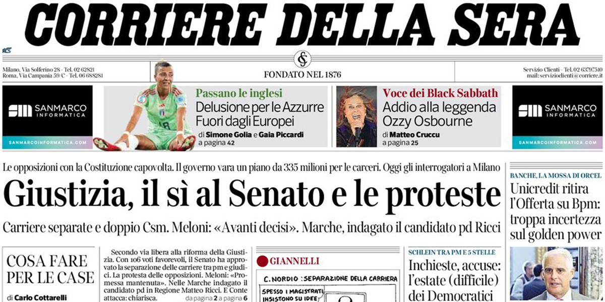 Le prime pagine di oggi