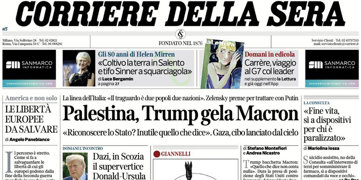 Le prime pagine di oggi