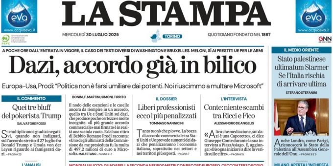 Le prime pagine di oggi