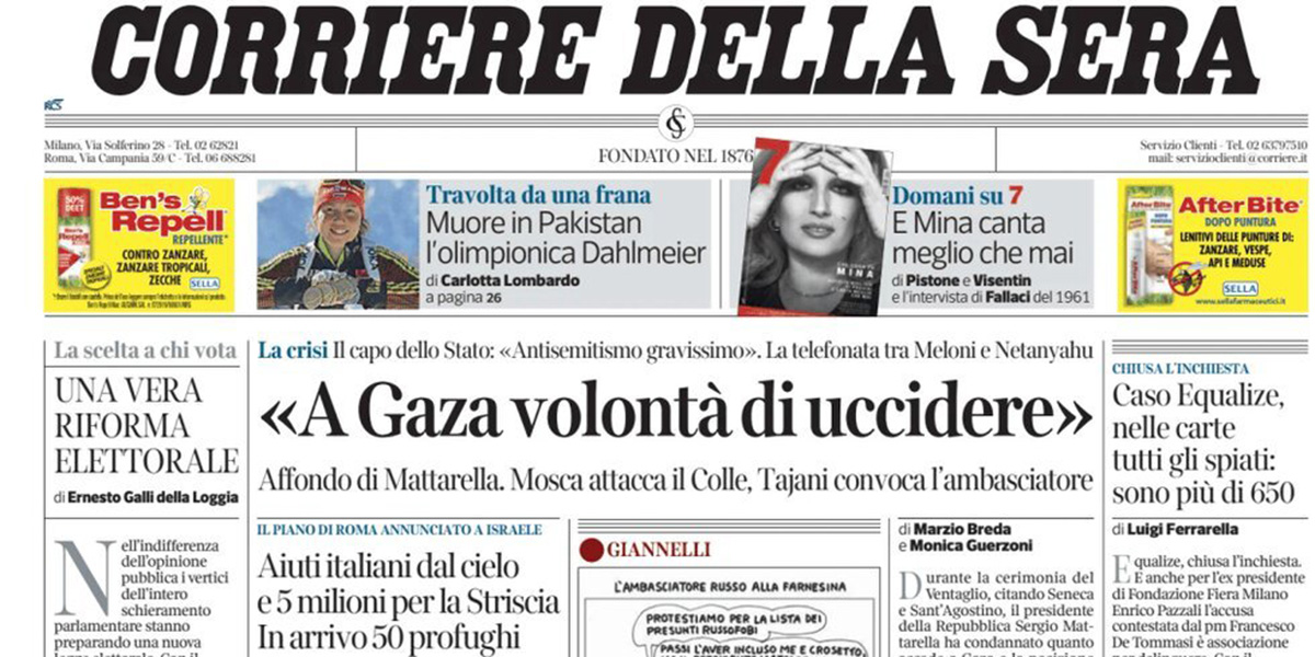 Le prime pagine di oggi