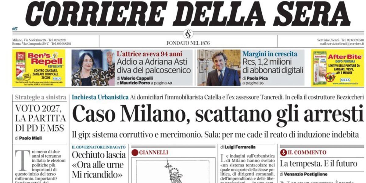 Le prime pagine di oggi