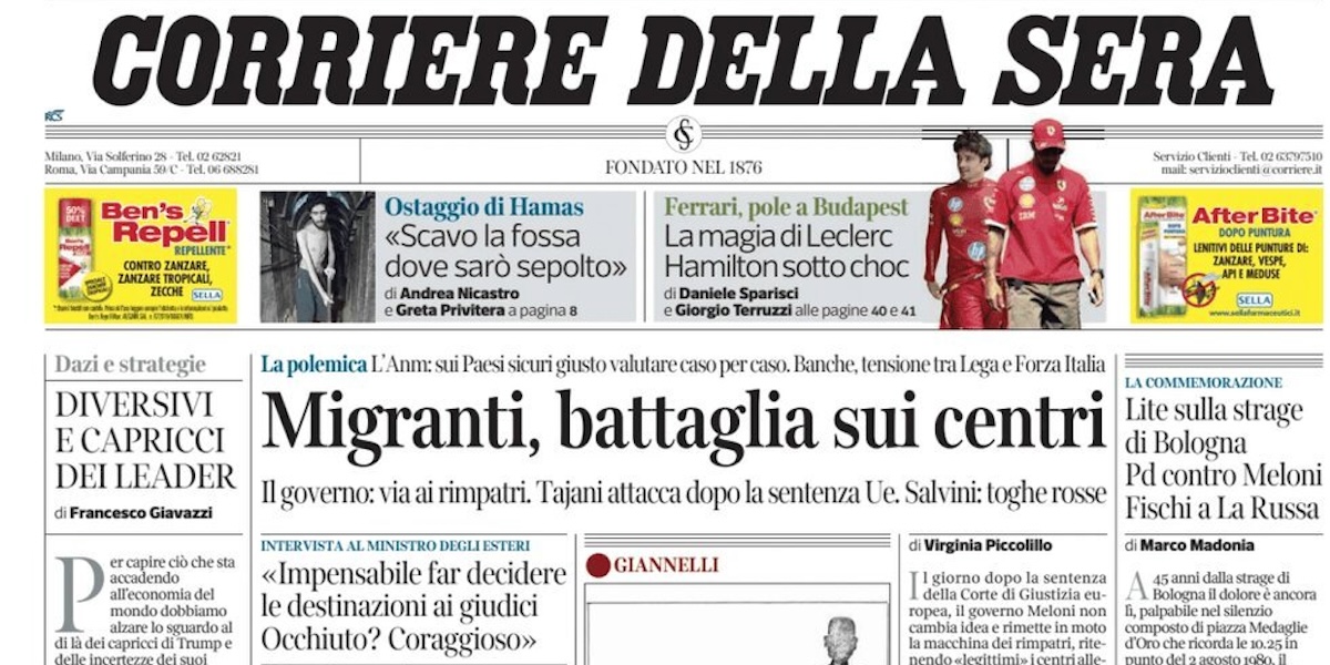 Le prime pagine di oggi