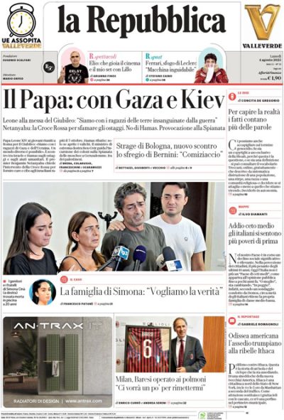 Prima pagina La Repubblica