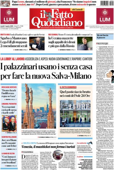 Prima pagina Il Fatto Quotidiano