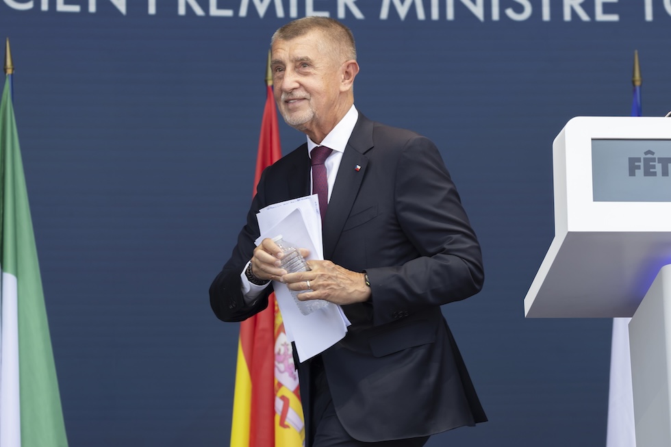 L'ex primo ministro Andrej Babiš a un evento dei Patrioti per l'Europa a Mormant-Sur-Vernisson, in Francia, lo scorso giugno 