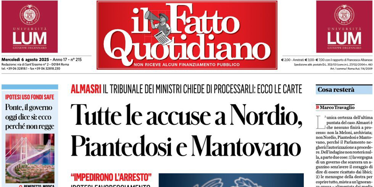 Le prime pagine di oggi