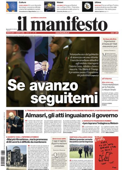 Prima pagina Il Manifesto