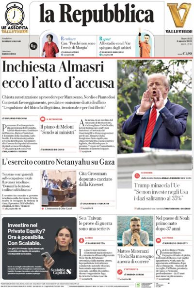 Prima pagina La Repubblica