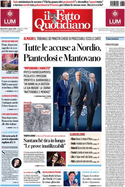 Prima pagina Il Fatto Quotidiano