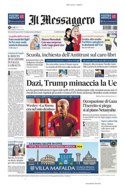 Prima pagina Il Messaggero