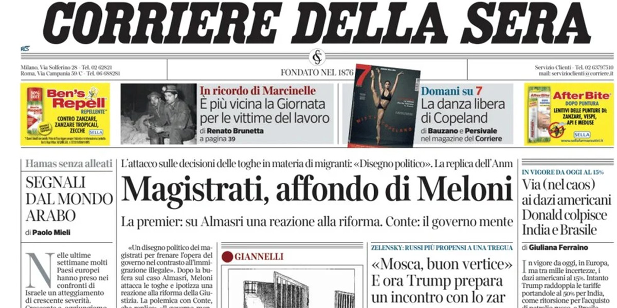 Le prime pagine di oggi