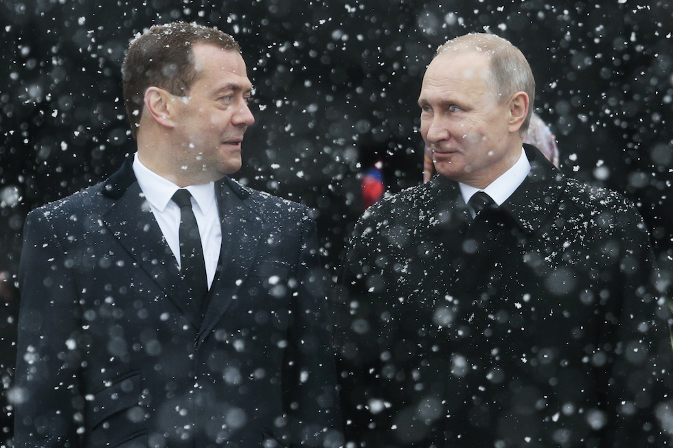 Medvedev e Vladimir Putin nel febbraio 2017